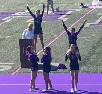 The Hampton Bays Cheerleaders were flying high at Pep Rally.