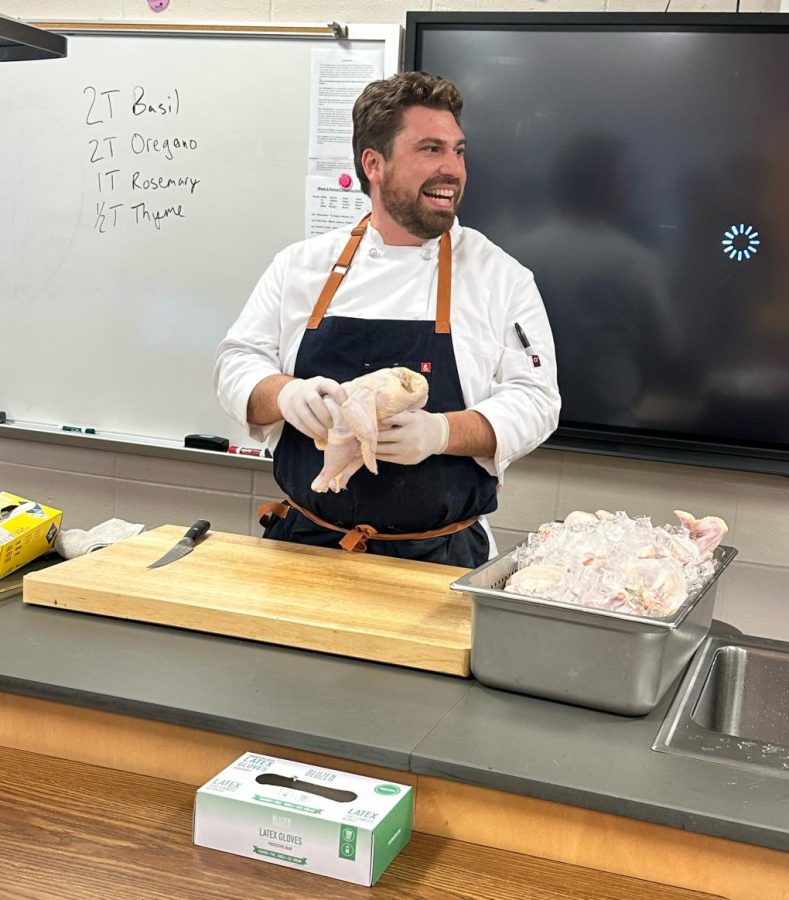 Chef Curtis demonstrates how to properly prepare a chicken.