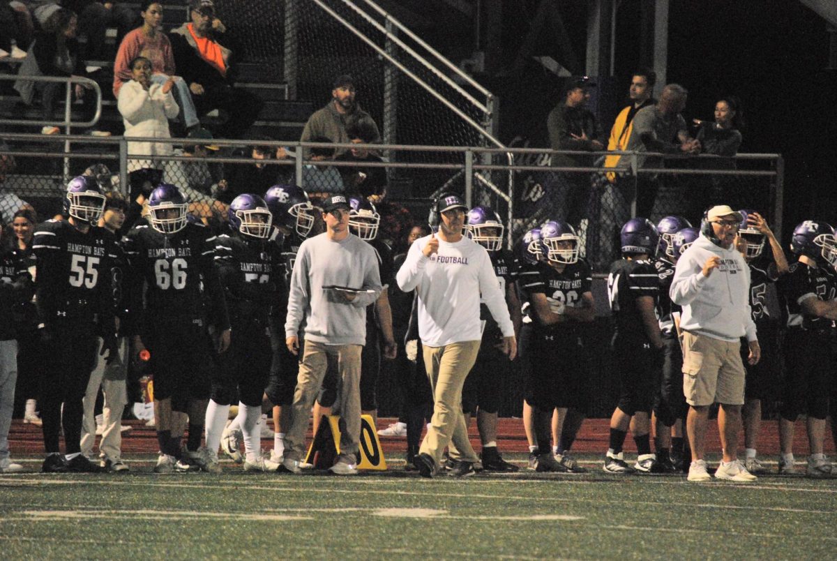 Head Coach Sean Gil During Hampton Bays’s  48-27 Win over Port Jefferson on October 1.
