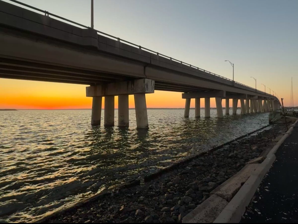 The Ponquogue Bridge During Sunset on Monday March 10, 2025 after the reopening with the five ton weight limit.
