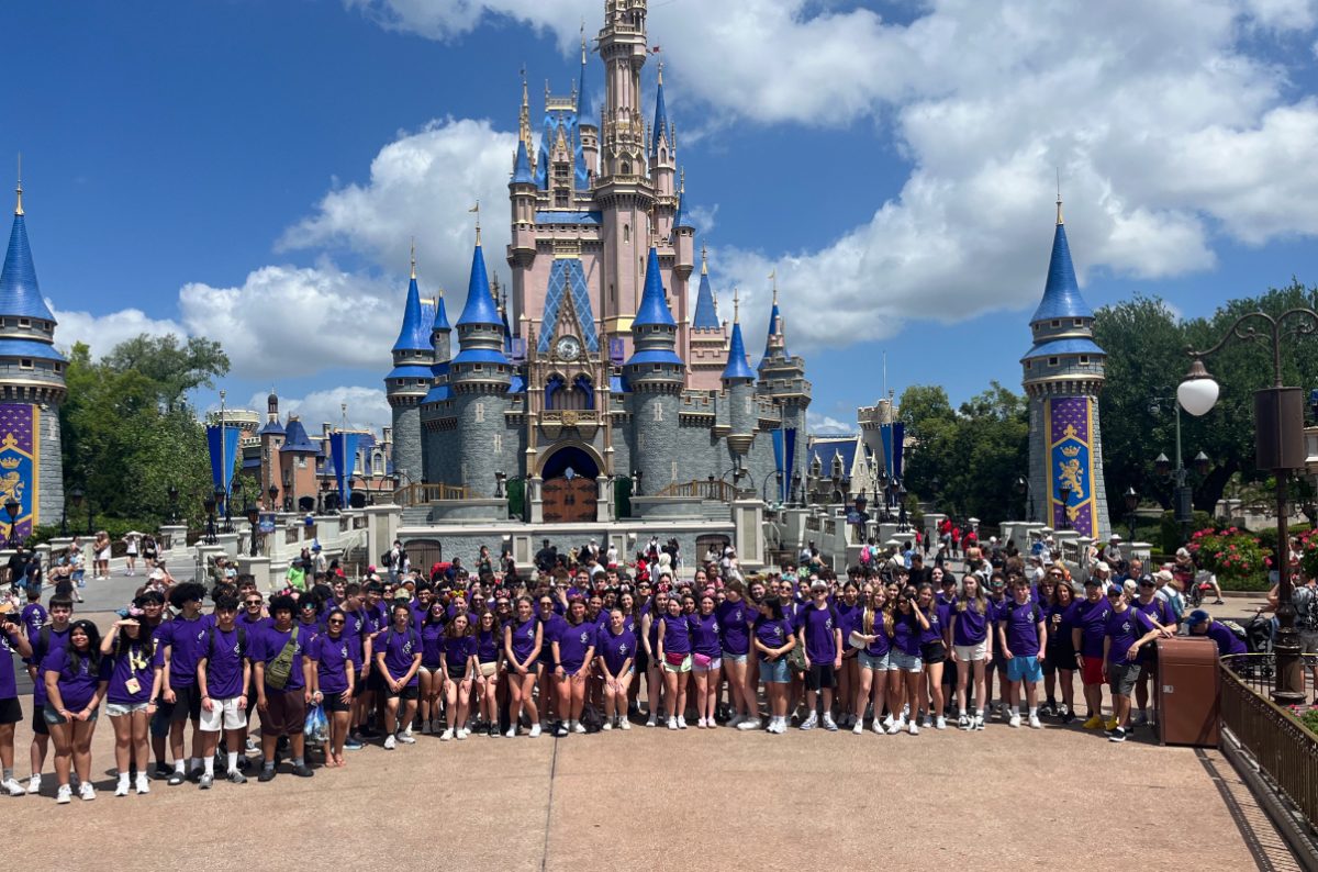 The Hampton Bays High School chorus and band pose in front of Cinderella's Castle at Magic Kingdom in Disney World, Orlando. 

Image credit: Jennifer Halsey
